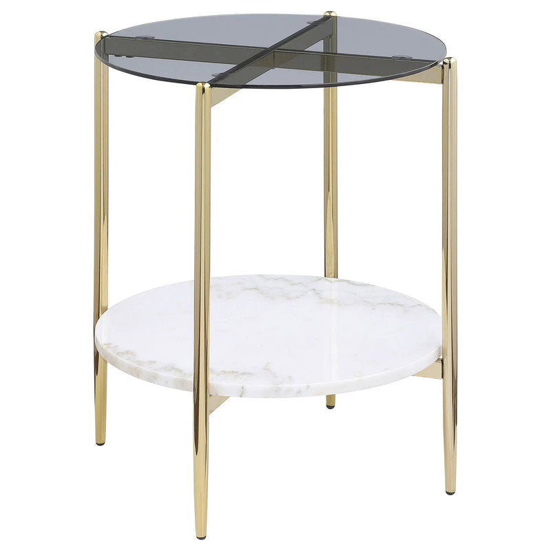 Jonelle 2-piece Round Coffee and End Table Set Gold by Unique Piece Furniture