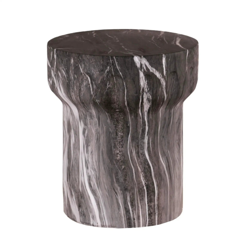 Round Geometric Outdoor End Table - Marble by Unique Piece Furniture