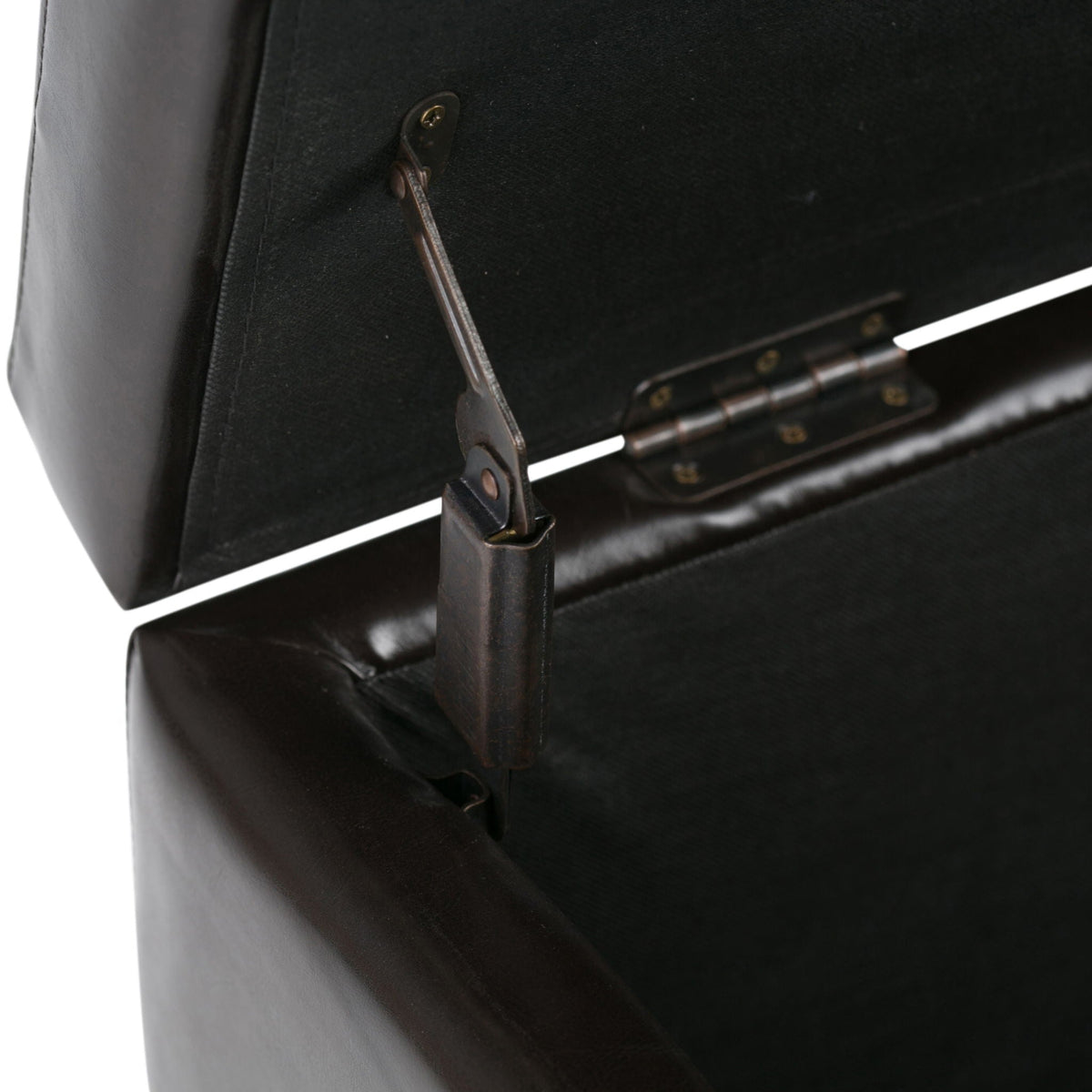 Coffee Brown Storage Ottoman with Safety Hinge - Tufted Detail, photo 5 of 9