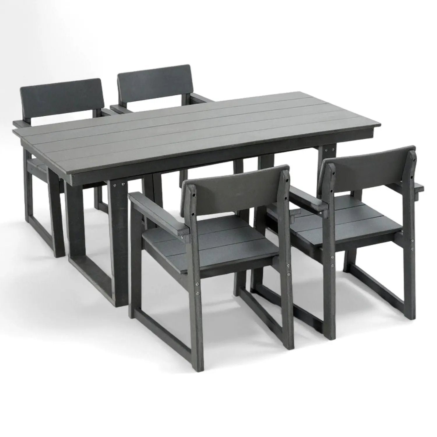 5 Piece Outdoor Dining Set, Table With Umbrella Hole And 4 Armrest Chairs by Unique Piece Furniture