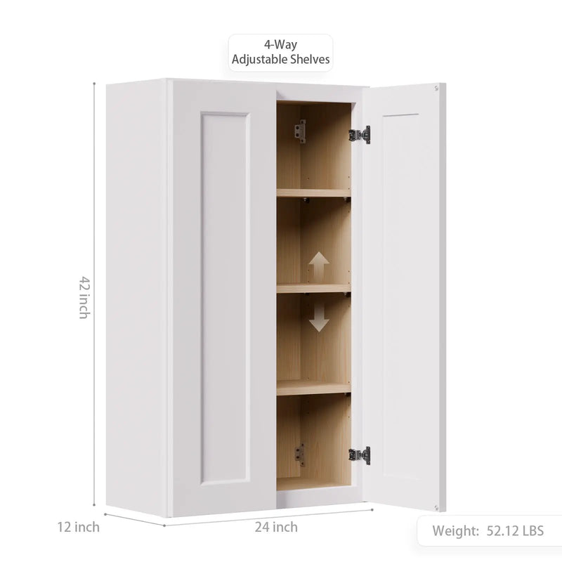 White Shaker Solid Wood Wall Cabinet with Soft-Close Doors by HouseOfZazla