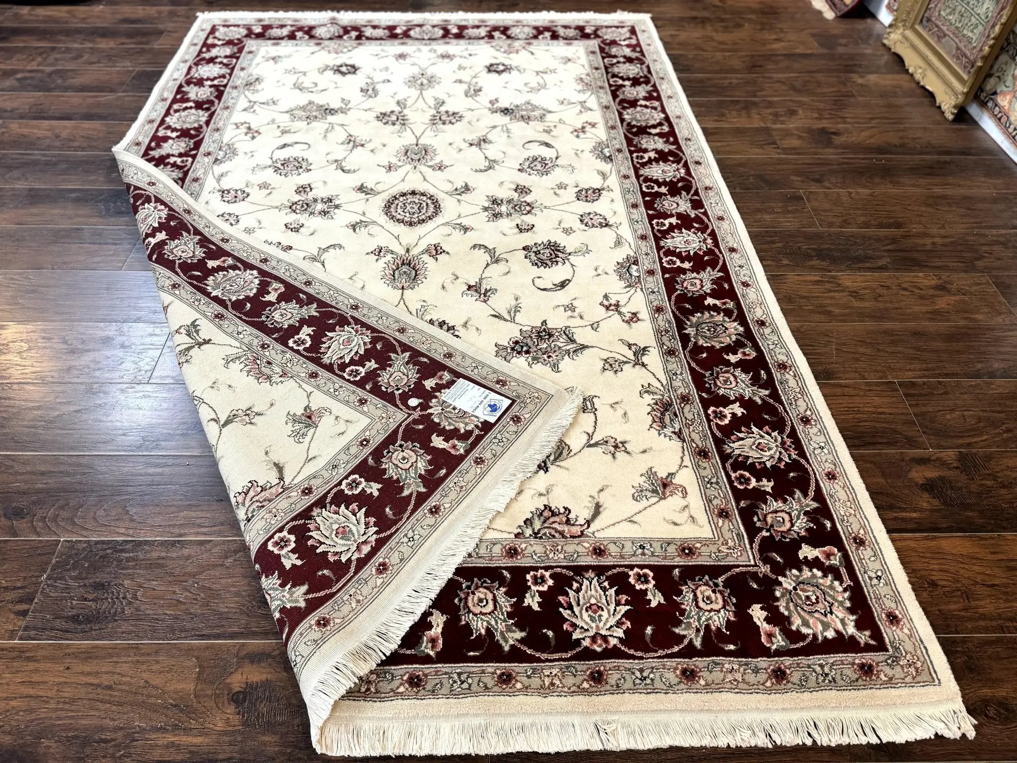 Ivory and Burgundy Pak Persian Rug 6x9 by Jewel Rugs