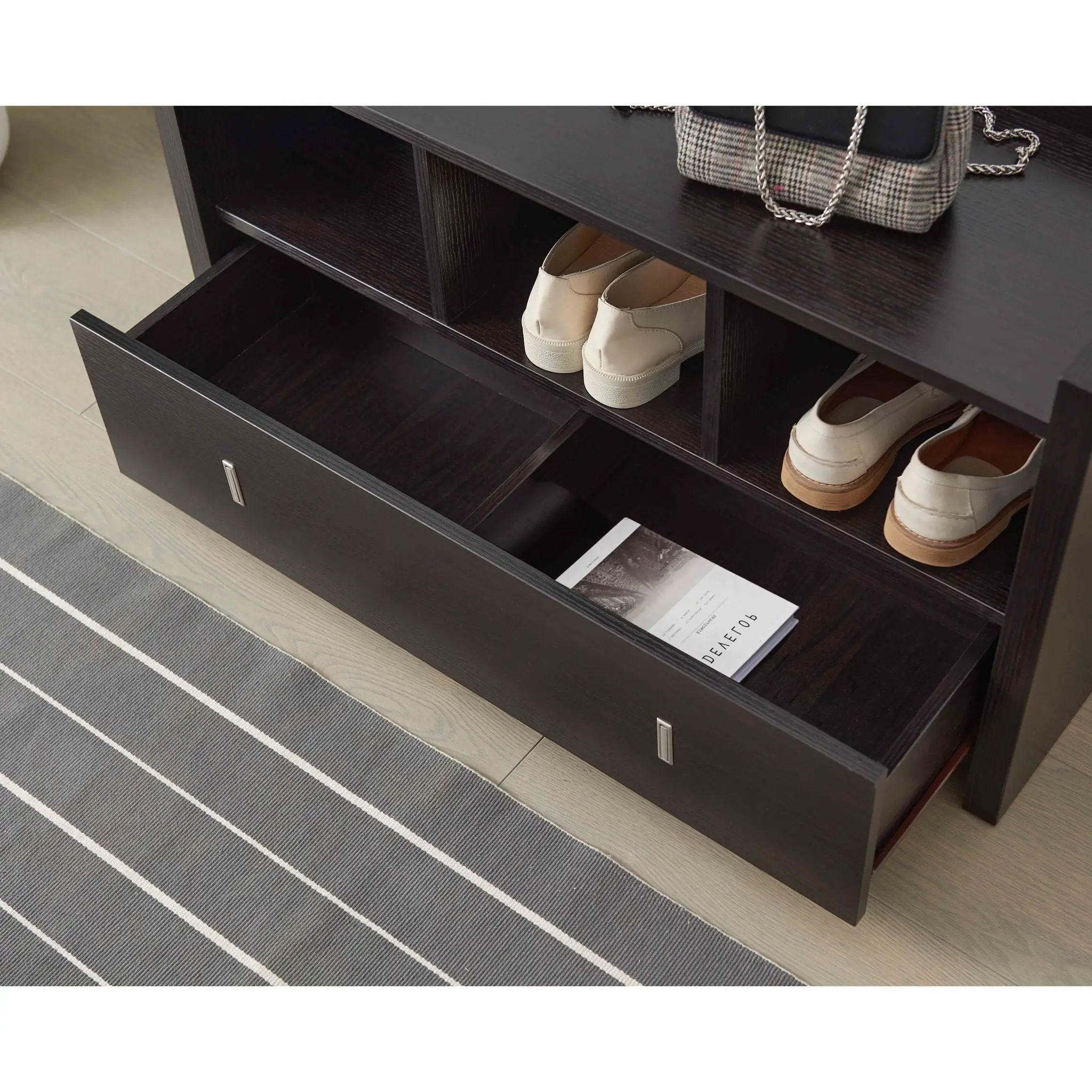 Shoe Entry Bench With Three Shelves, One Drawer With Divided Compartment by Unique Piece Furniture