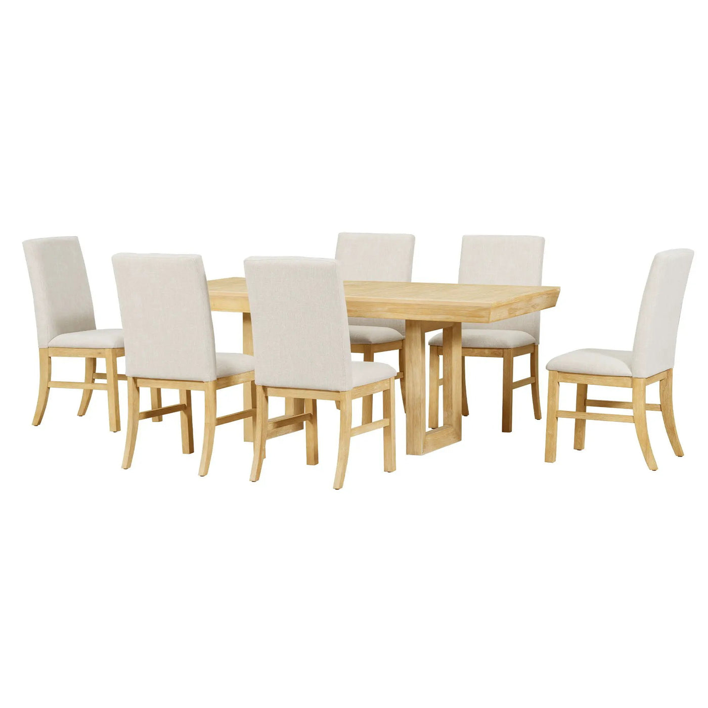 Topmax - 7 Piece Traditional Extendable Dining Table Set With Butterfly Leaf And 6 Upholstered Dining Table Set by HouseOfZazla