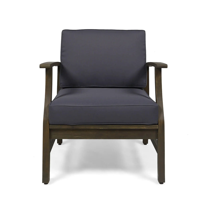 Enchanting Outdoor Club Chair With Slat Panel Design And Water Resistant Cushion - Dark Gray by HouseOfZazla