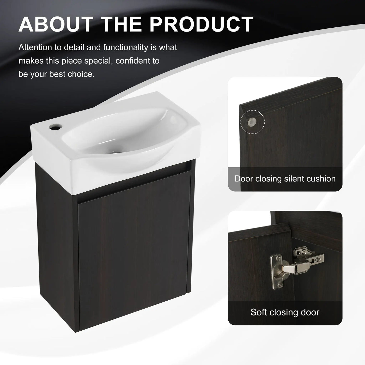 Modern Bathroom Vanity With Ceramic Basin, Wall Mounted Floating Sink Combo, Storage Cabinet by HouseOfZazla