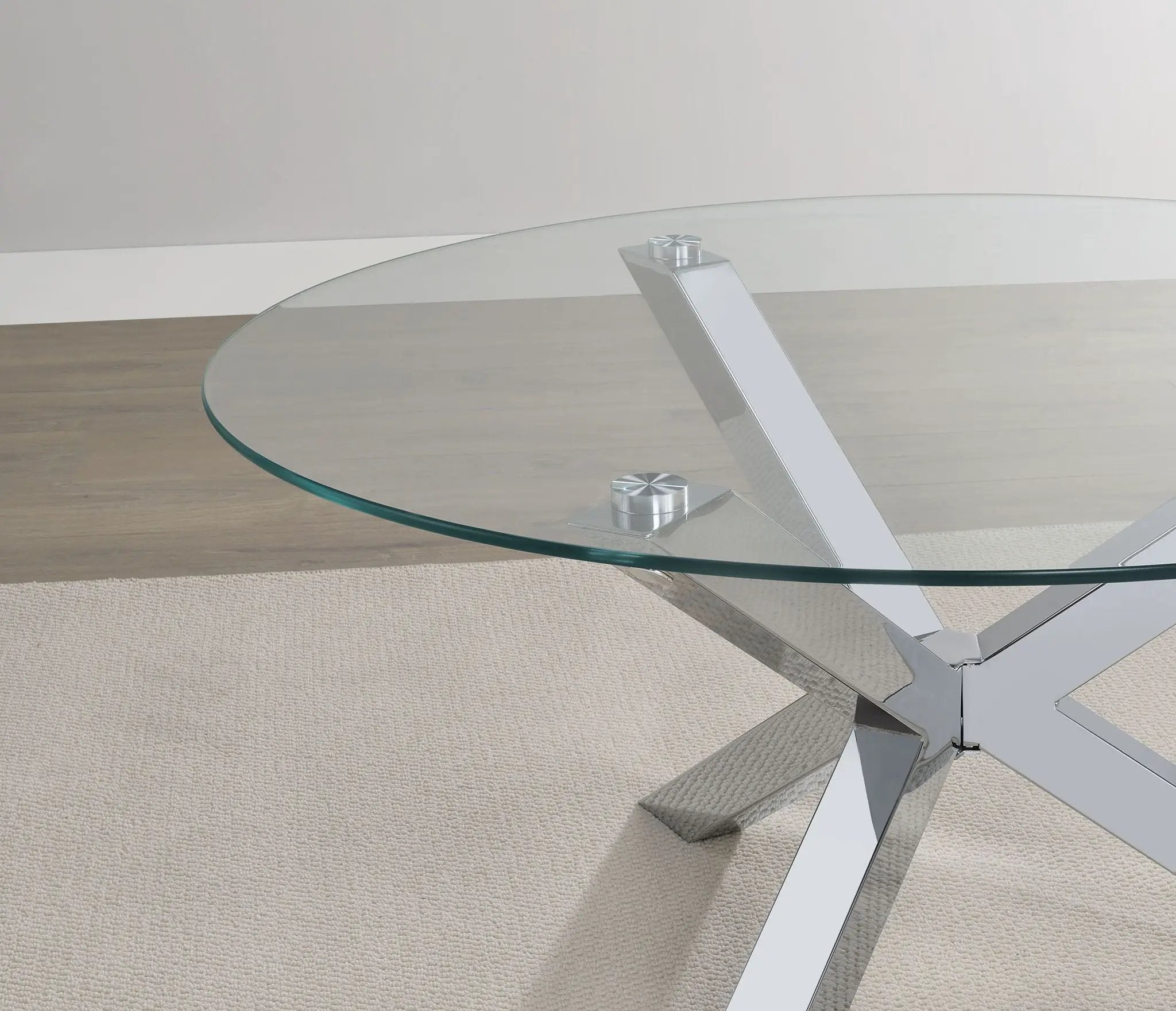 Kenzie Round Tempered Glass Top End Side Table Chrome by Unique Piece Furniture