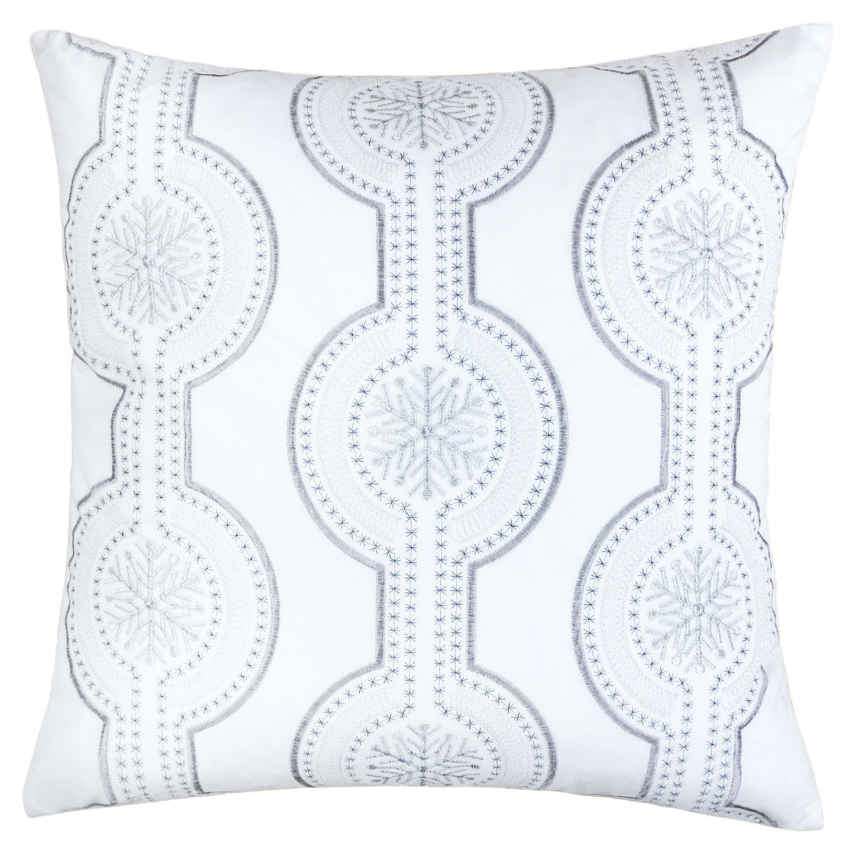 Holiday Throw Pillow with Snowflake Embroidery - 20x20 Inch