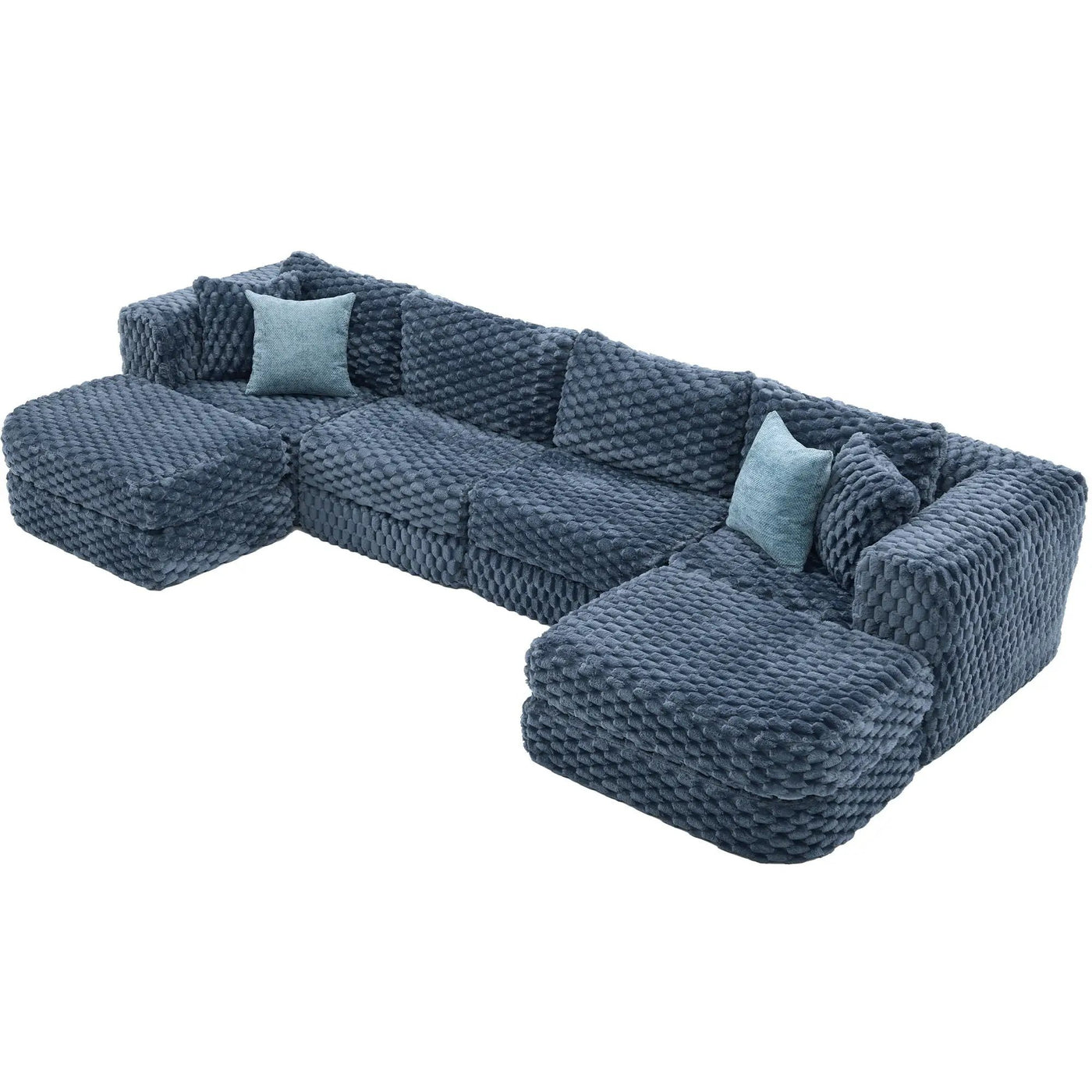 Modular Sectional Sofa, Boneless Couch With 2 Movable Ottomans by Unique Piece Furniture