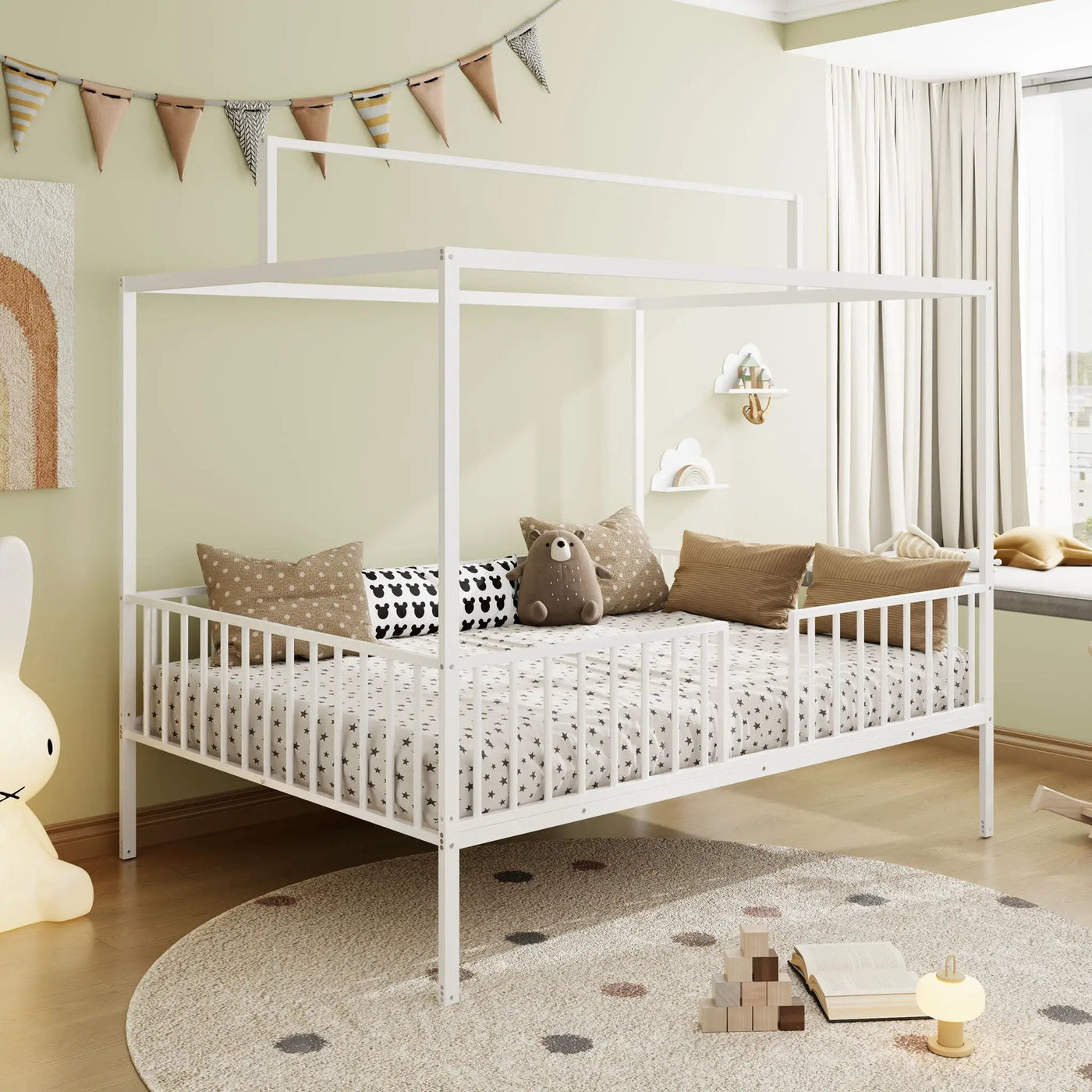 3 In 1 Convertible Montessori Floor Bed With Fenced Support by HouseOfZazla
