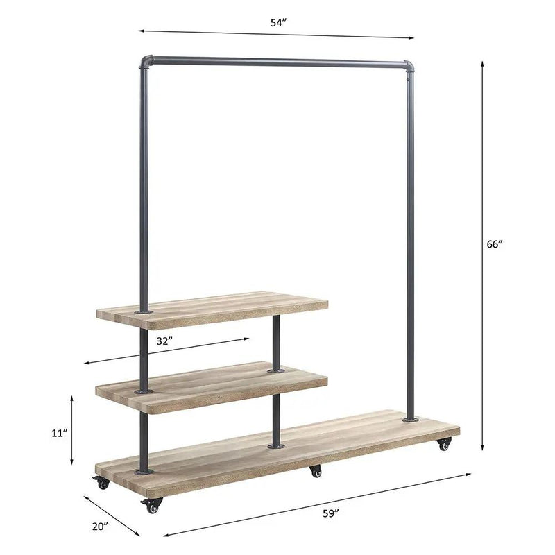 Brantley - 66" Hanger Rack - Oak & Sandy Gray by Unique Piece Furniture