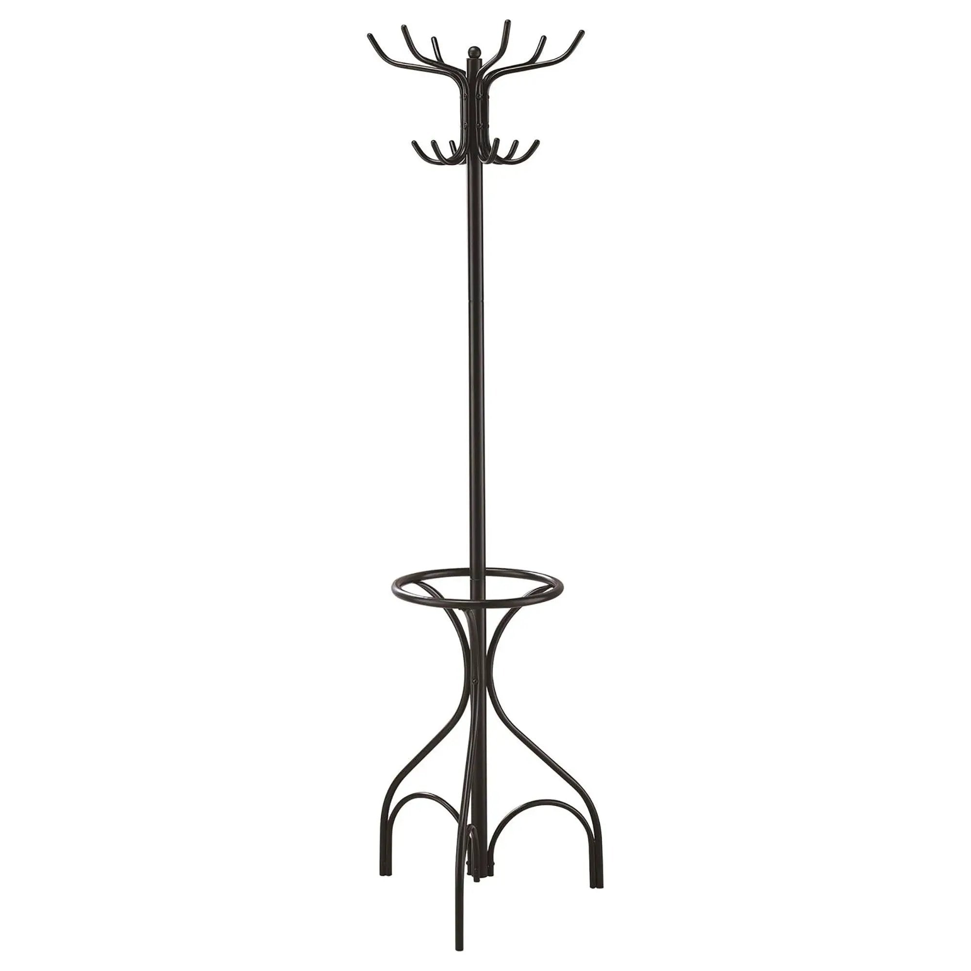 12 Hook Coat Rack With Umbrella Holder - Black by HouseOfZazla