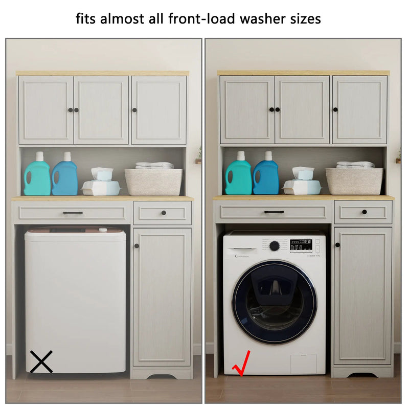 Over The Washer, Dryer And Robot Vacuum Storage Cabinet - Antique by HouseOfZazla