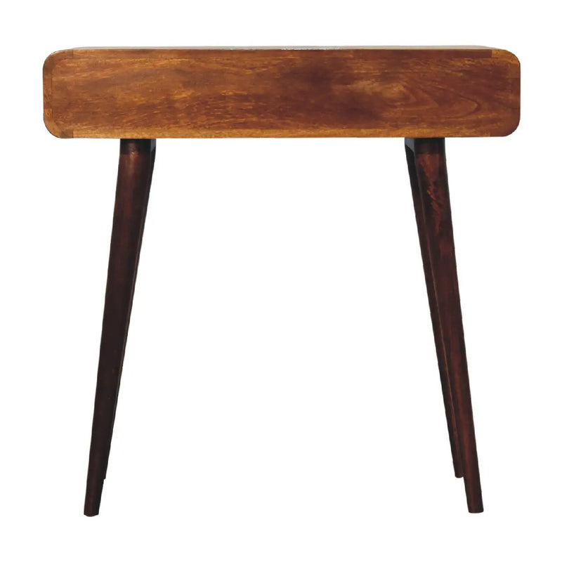 Solid Wood Chestnut Curved Hallway Table, 2-Drawers, Nordic Legs by HouseOfZazla