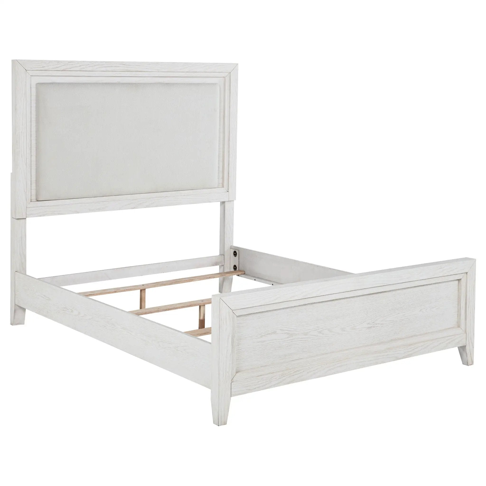 Marielle Queen Upholstered Panel Bed Distressed White by Unique Piece Furniture