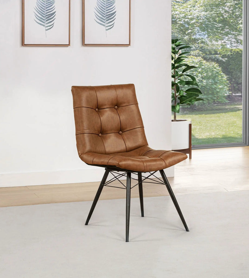 Aiken Faux Leather Upholstered Dining Side Chair Saddle Brown (Set of 4) by Unique Piece Furniture