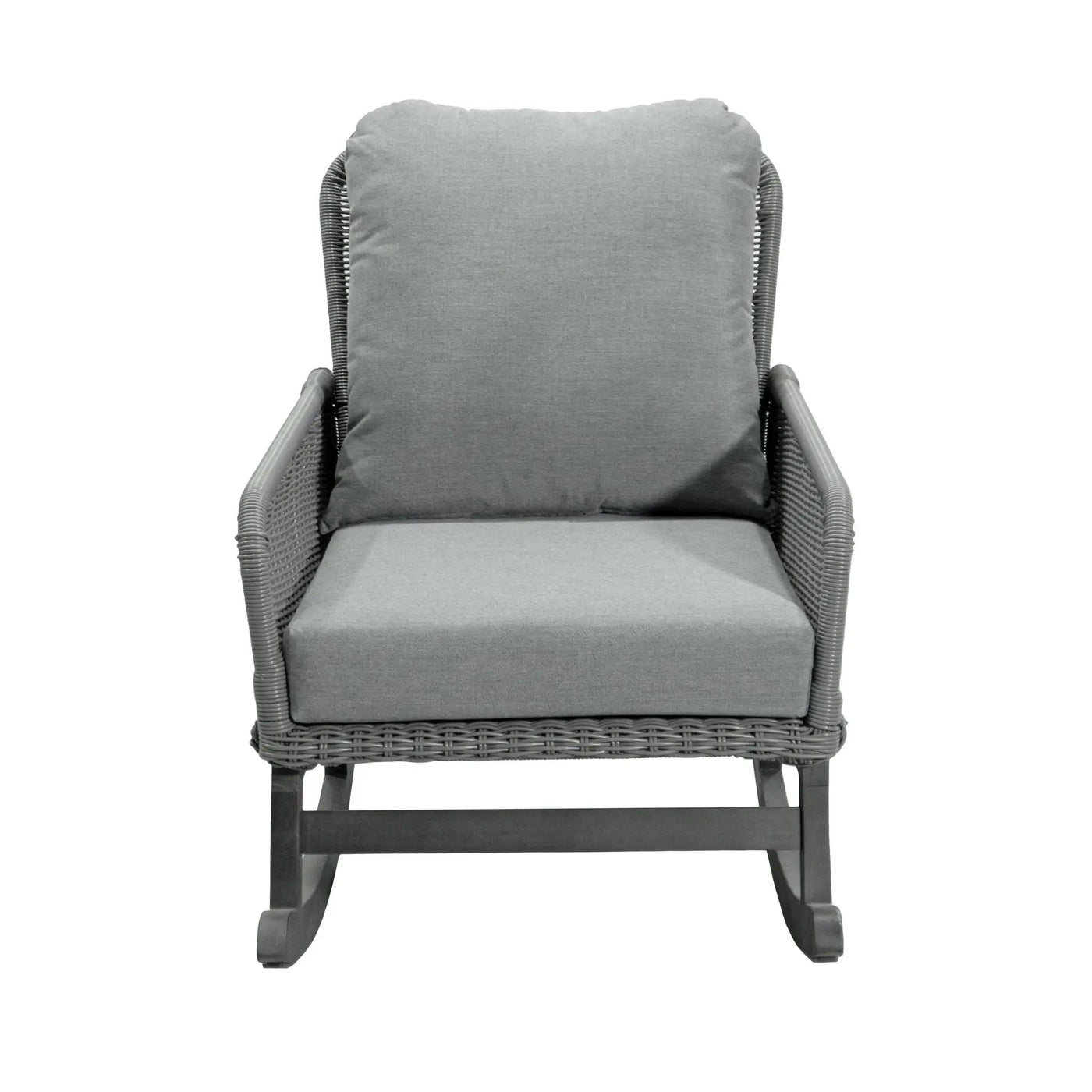 Contemporary Minimalist Wicker Rocking Chair With Soft Cushions by HouseOfZazla