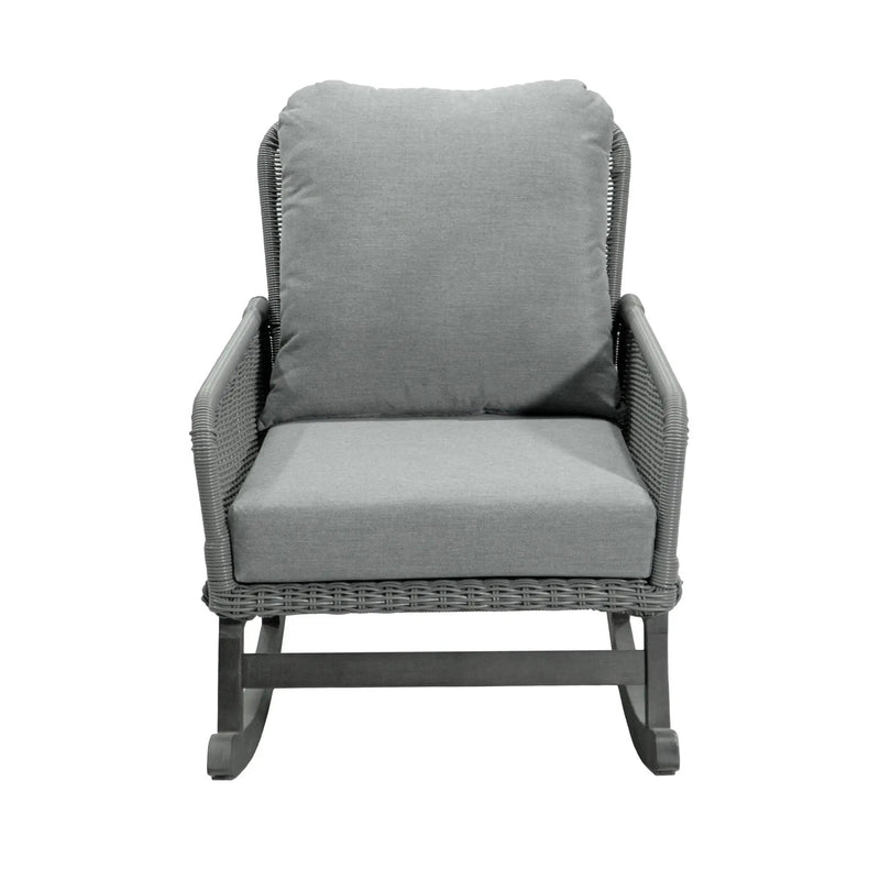 Contemporary Minimalist Wicker Rocking Chair With Soft Cushions And Durable Wooden Frame by HouseOfZazla
