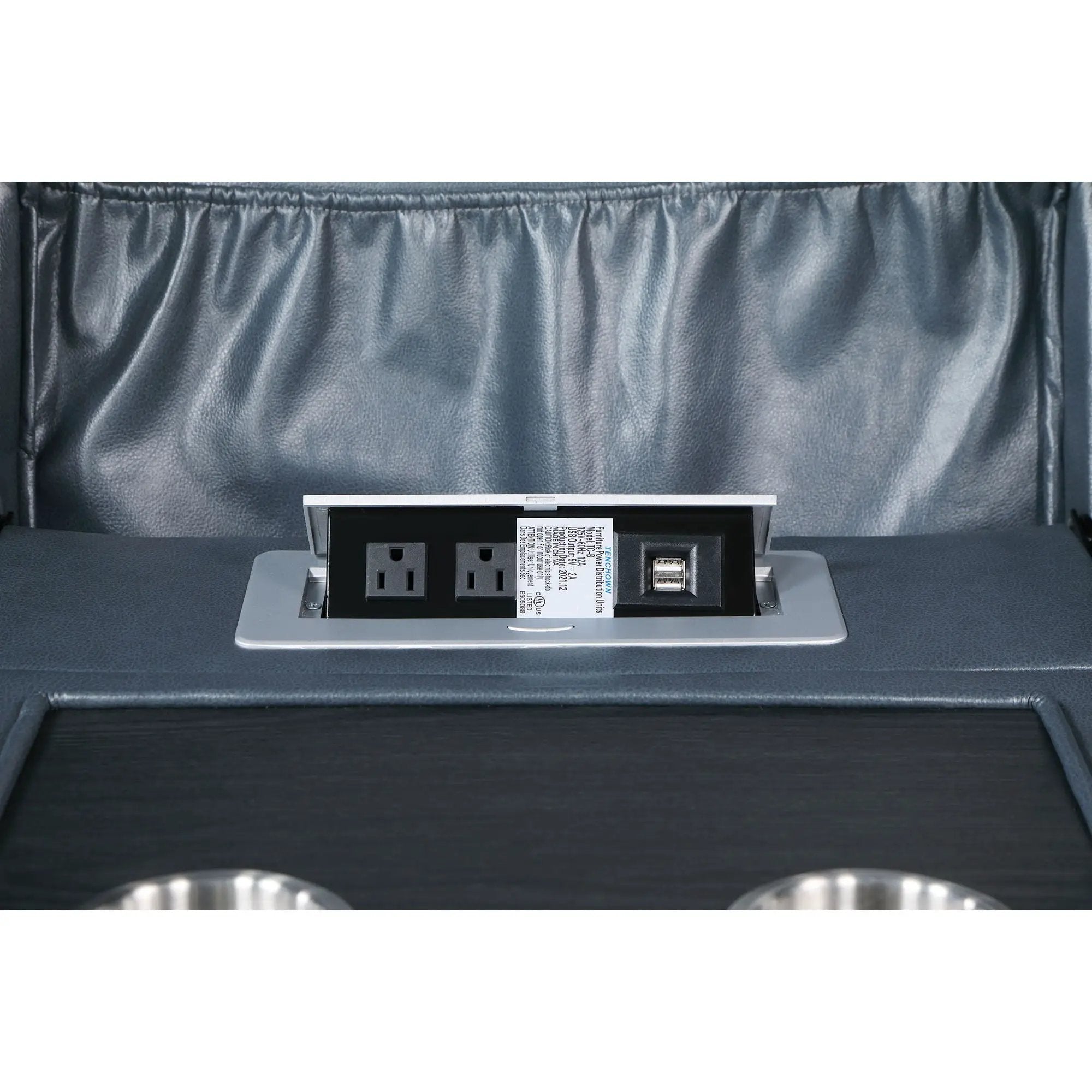 Stanwicke - Motion Reclining Sofa With Drop Down Table - Blue