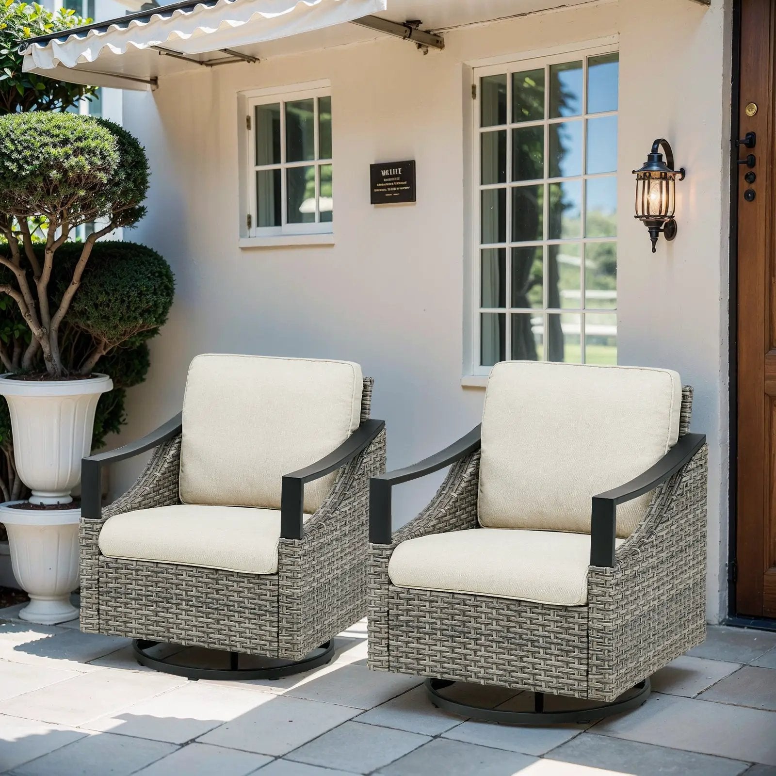 Outdoor Swivel Rocking Glider Chairs Set of 2 by HouseOfZazla