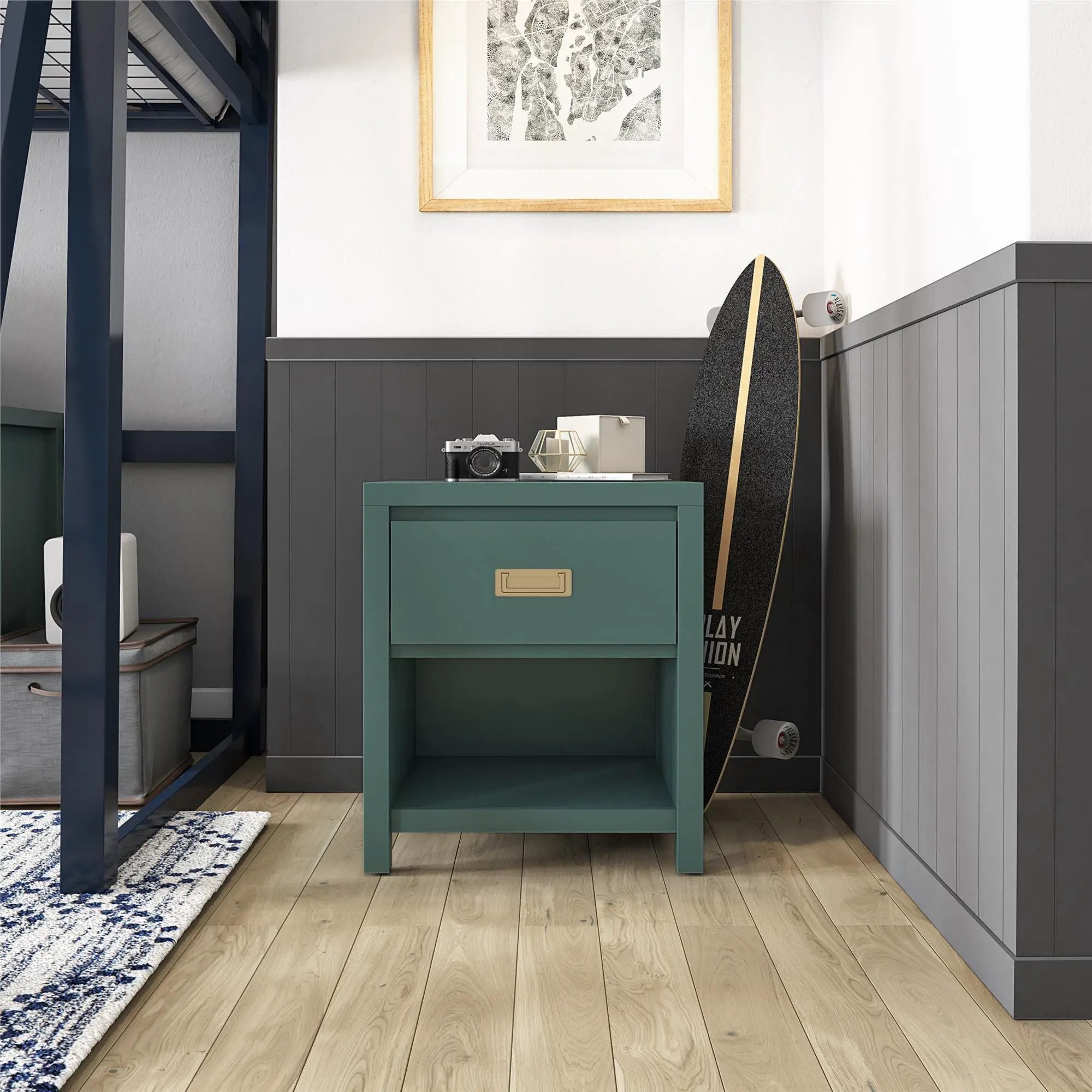 Haven - 1 Drawer Nightstand - Green by HouseOfZazla