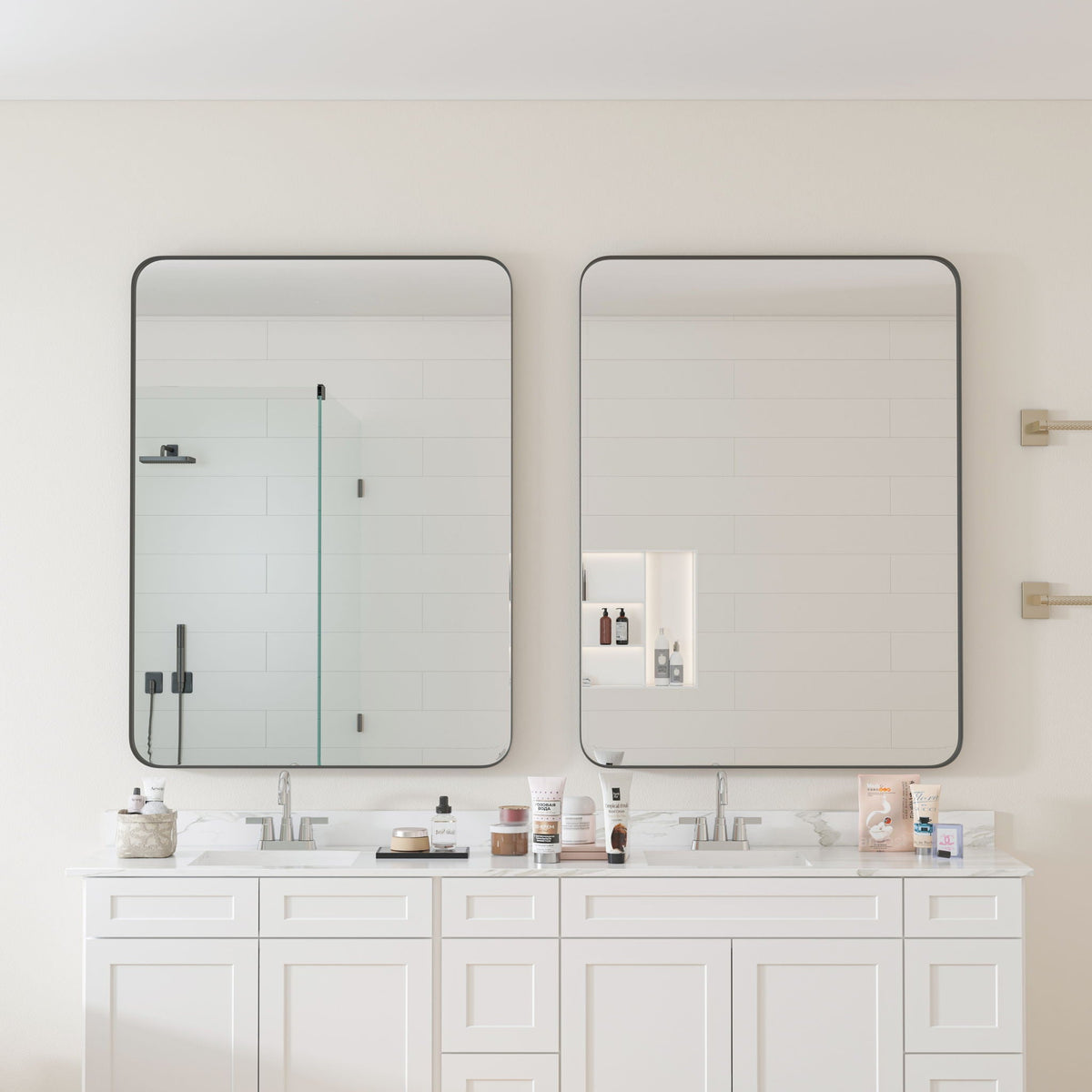 Rectangular Metal Framed Wall Mirror with Modern Design - Black, photo 9 of 23