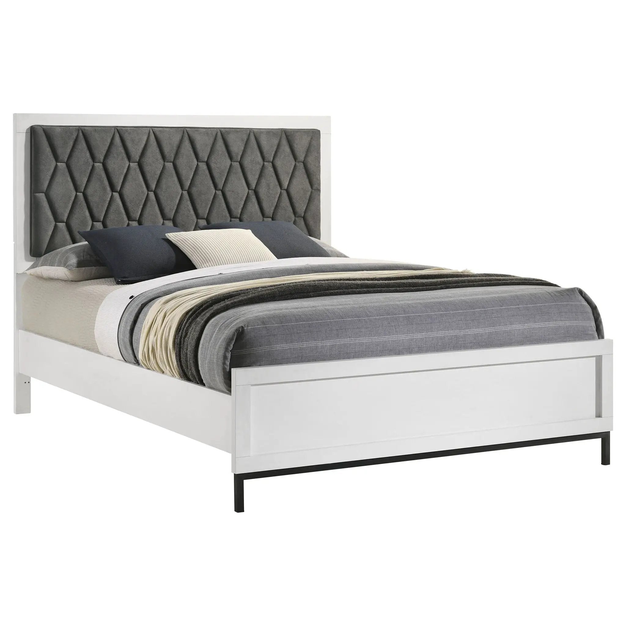 Sonora Queen Upholstered Panel Bed White by Unique Piece Furniture