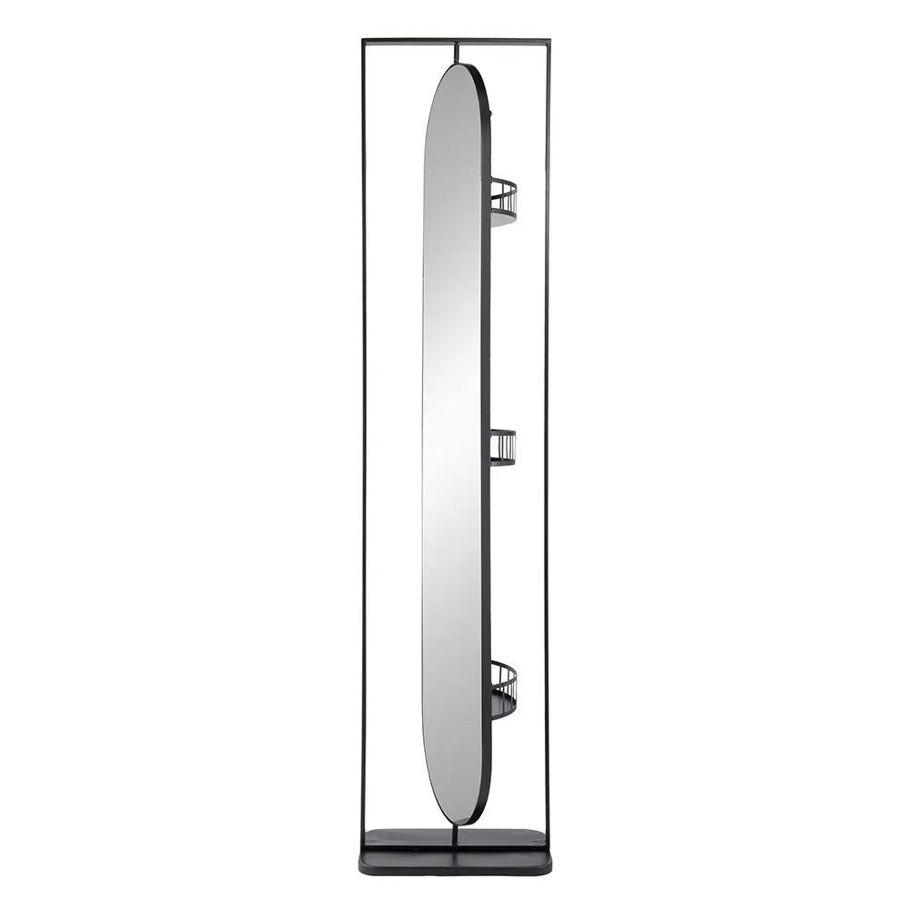 Full Length Standing Mirror, 360° Swivel Floor Mirror For Bedroom - Black by HouseOfZazla