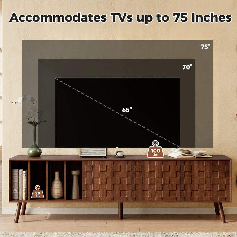 TV Stand With 5 Legs, Media Console Table For Tvs Up To 75" - Walnut by HouseOfZazla