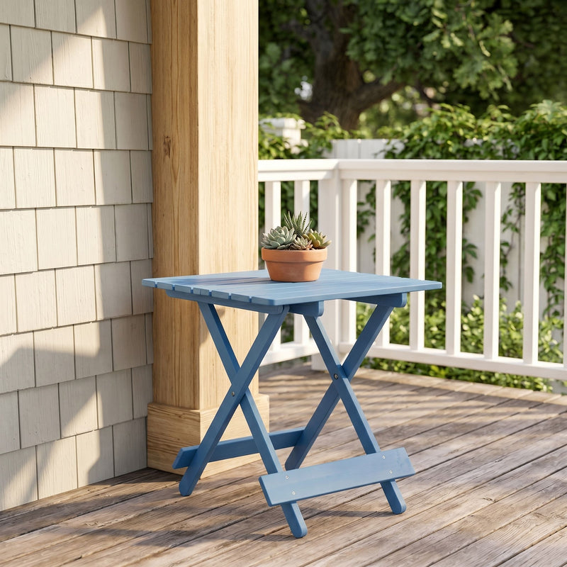 Folding Square Table For Backyard - Blue by HouseOfZazla