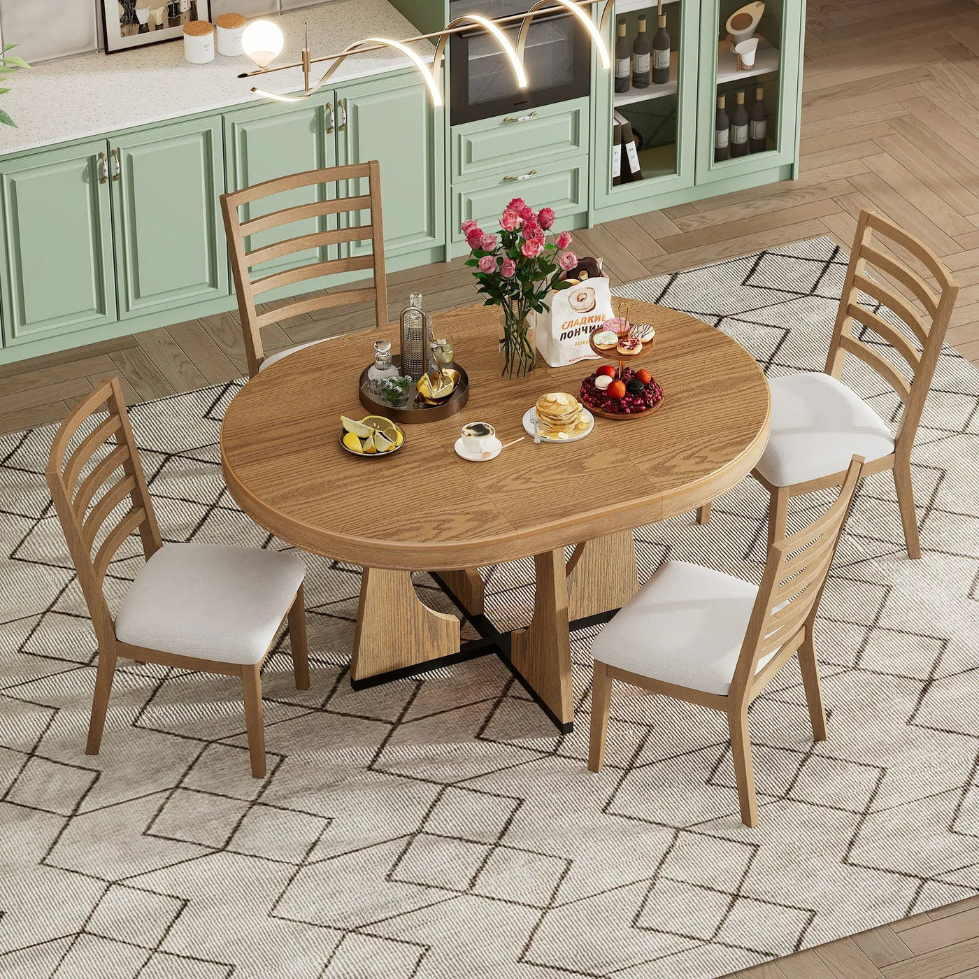 Round Dining Table Set For 4 With Chairs by HouseOfZazla