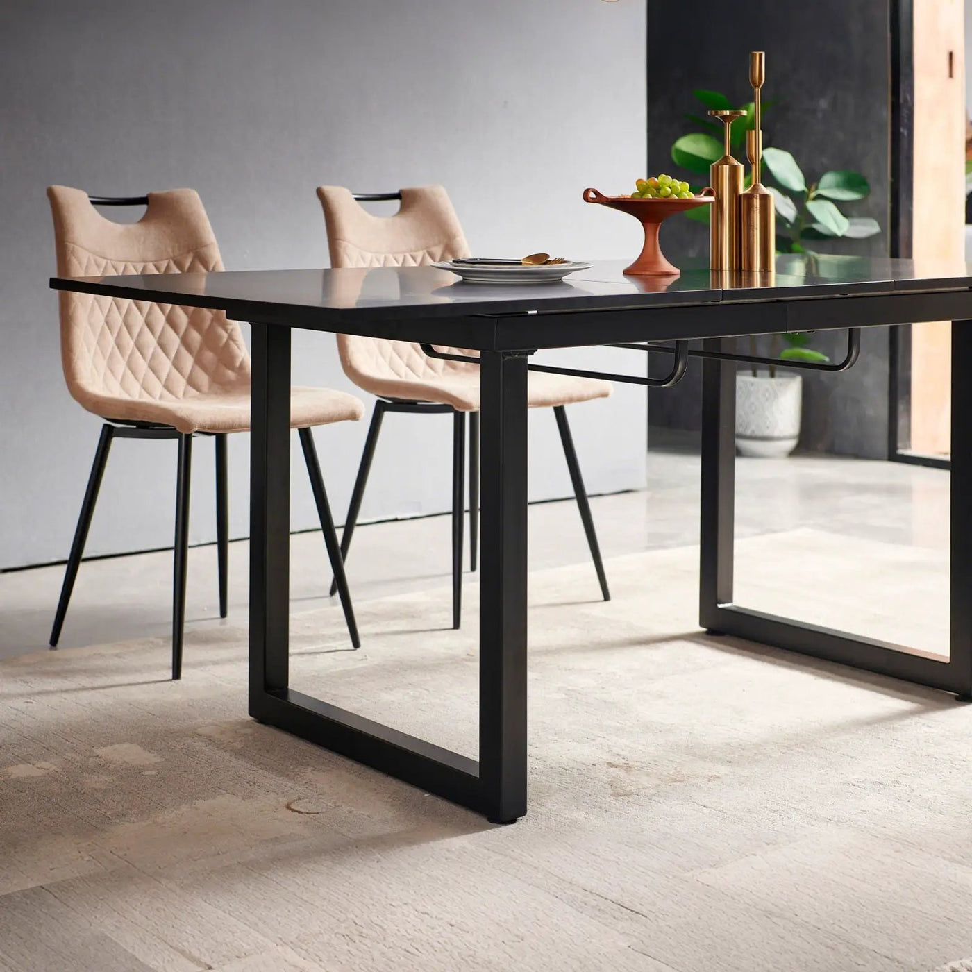Square Extendable Dining Table With Metal Leg, Modern Space Saving Kitchen Table For Living Room by HouseOfZazla
