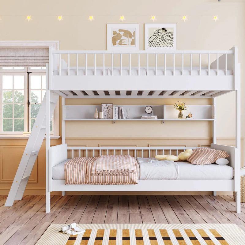 Bunk Bed With 3 Storage Shelves, Adjustable Ladder Left Or Right by Unique Piece Furniture