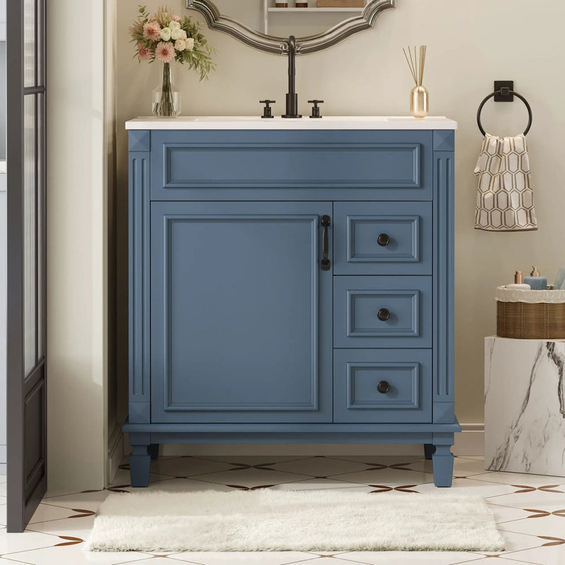 Bathroom Vanity With Sink, Cabinet With 2 Drawers And Adjustable Shelf by Unique Piece Furniture