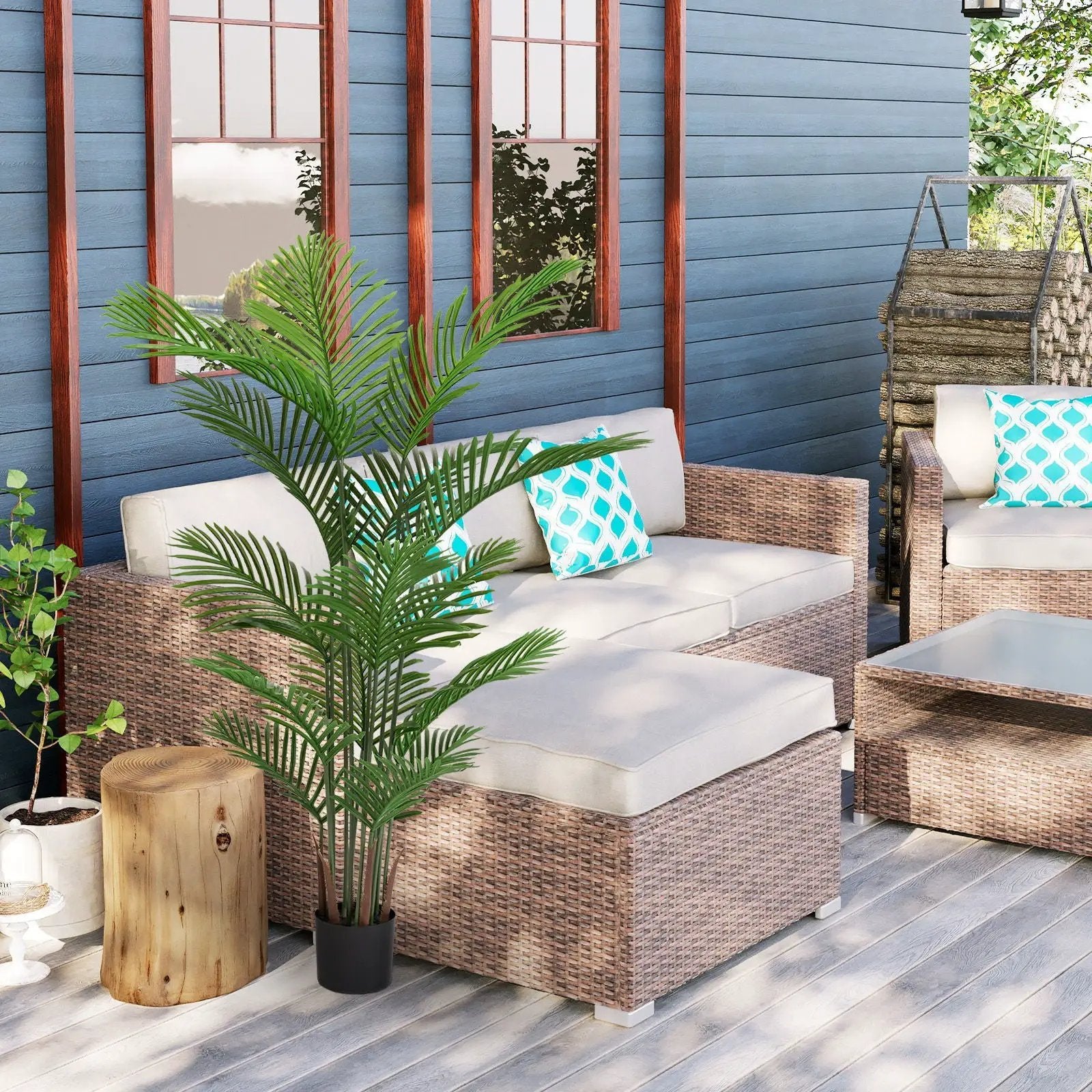 Simulate Plastic Flower Boxes With Leaves For Outdoor Home Decor (Set of 2) - by Unique Piece Furniture