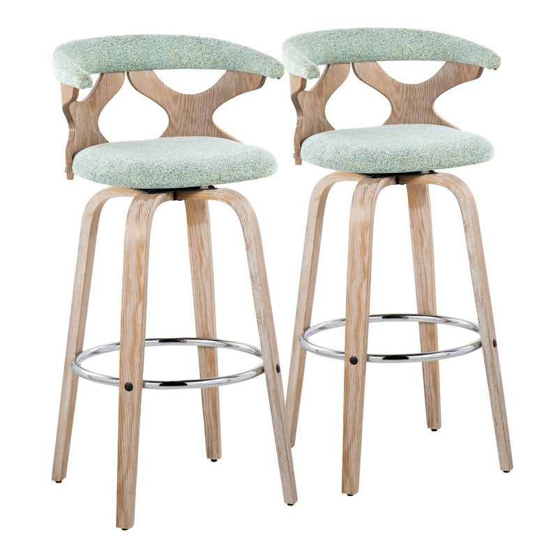 Gardenia - Contemporary Fixed Height Barstool With Swivel With Round Footrest (Set of 2) by HouseOfZazla