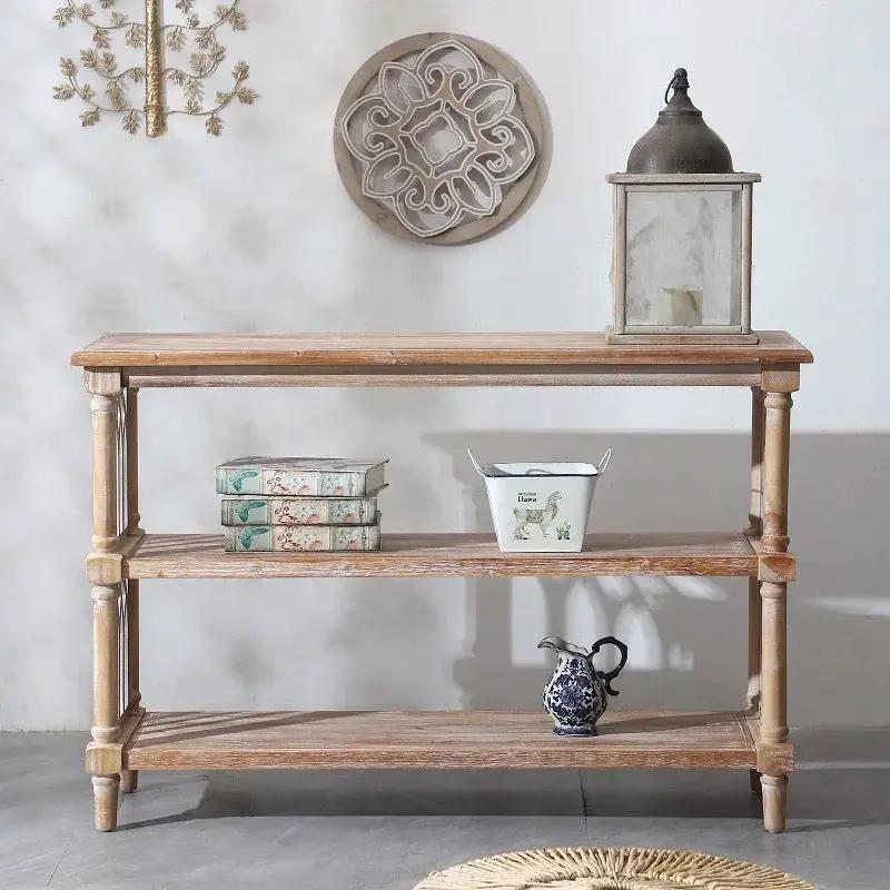 Rustic 3-Tier Console Table with Gothic-Inspired Details by HouseOfZazla