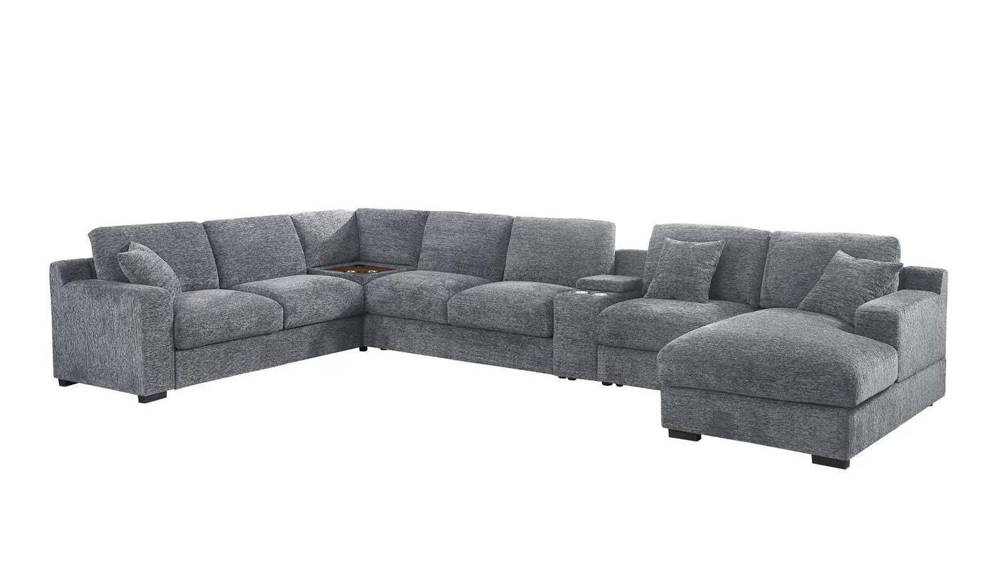 Celine - Fabric Corner Sectional Sofa With Right-Facing Chaise, Cupholders, And Charging Ports by HouseOfZazla