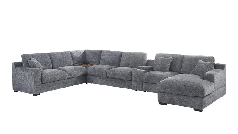 Celine - Fabric Corner Sectional Sofa With Right-Facing Chaise, Cupholders, And Charging Ports by HouseOfZazla