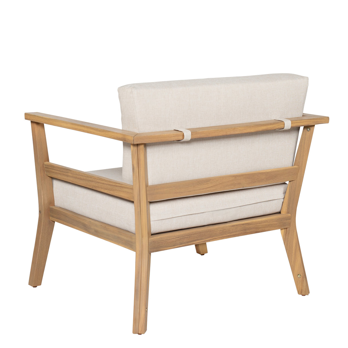 Acacia Wood Outdoor Club Chair with Arms - Removable Cushions, photo 6 of 10