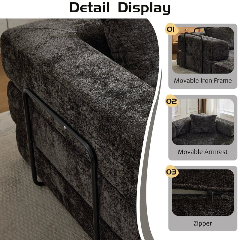 Convertible Floor Sofa Bed, Boneless Modular Sectional Sofa For Living Room by Unique Piece Furniture