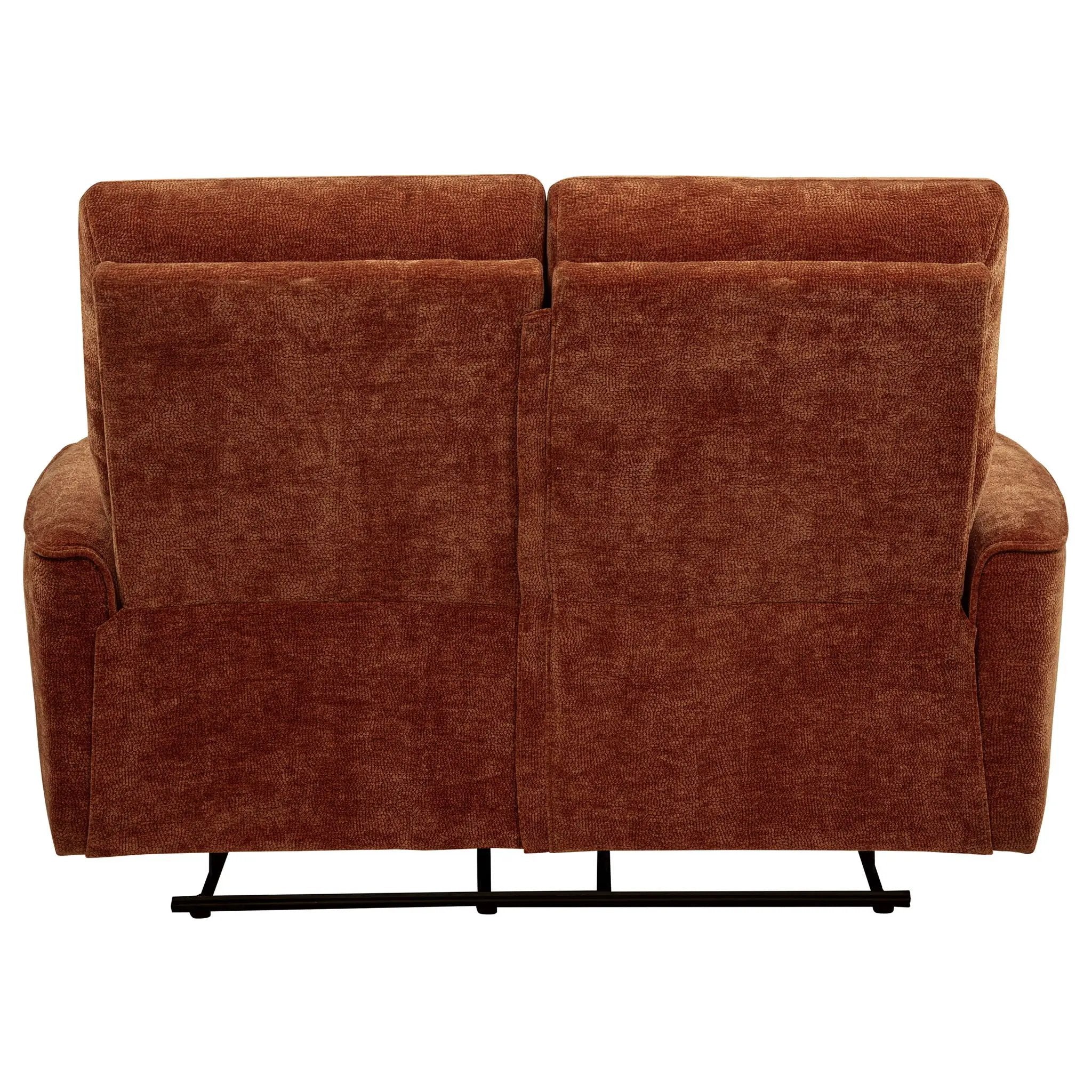 Navarro Chenille Upholstered Reclining Loveseat Burnt Orange by Unique Piece Furniture