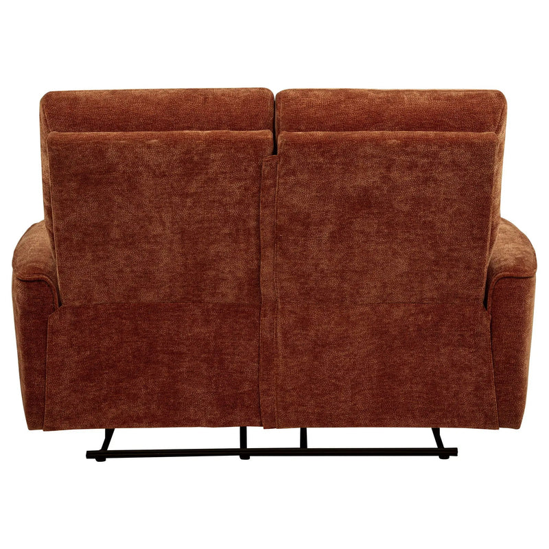 Navarro Chenille Upholstered Reclining Loveseat Burnt Orange by Unique Piece Furniture