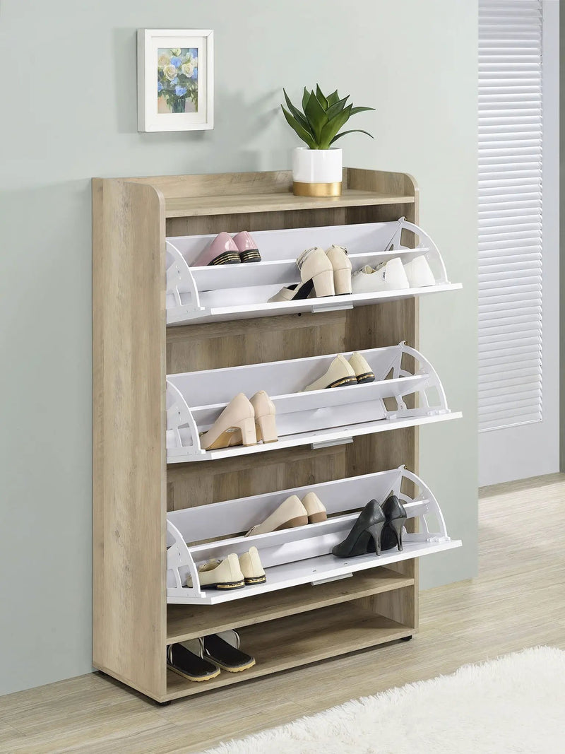 Denia 3-tier Engineered Wood Shoe Cabinet White by Unique Piece Furniture