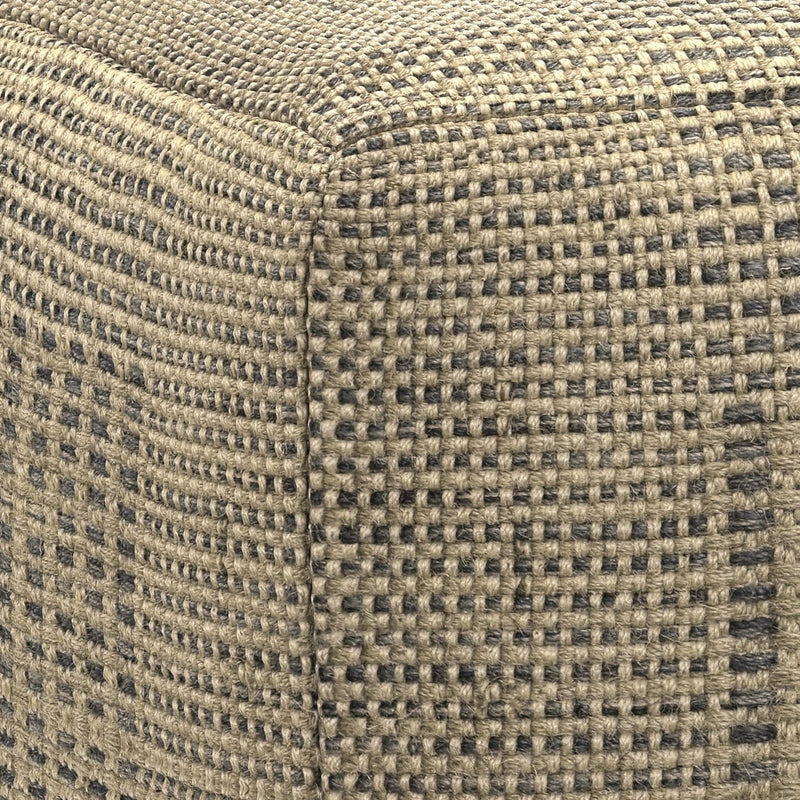 Square Woven Pouf with Dense Polystyrene Filling - Natural, photo 4 of 7