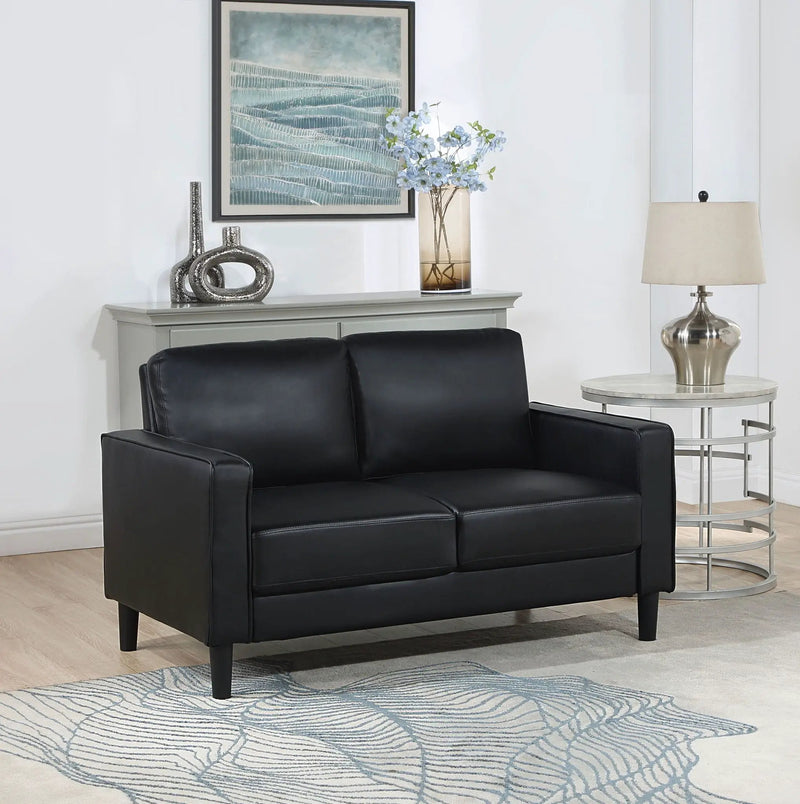Ruth Upholstered Track Arm Loveseat Black by Unique Piece Furniture