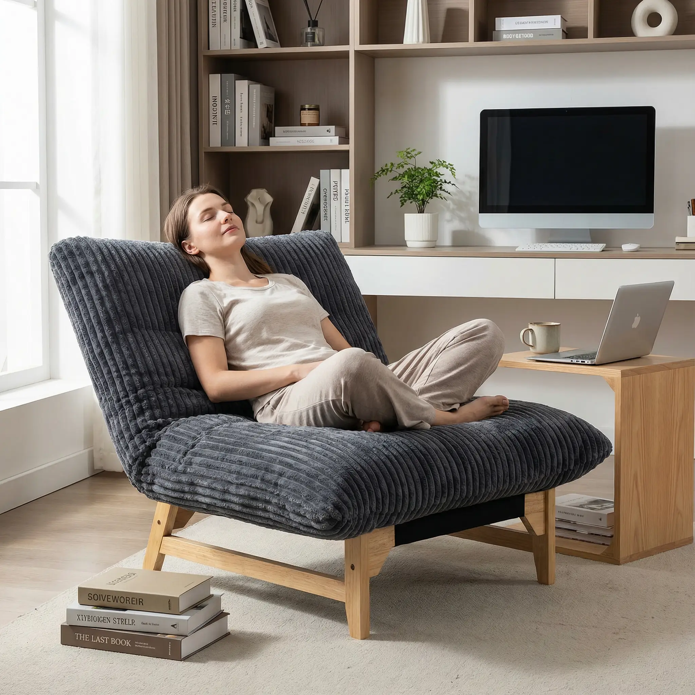 Bean Bag Chair for Adults with Solid Wood Frame by HouseOfZazla