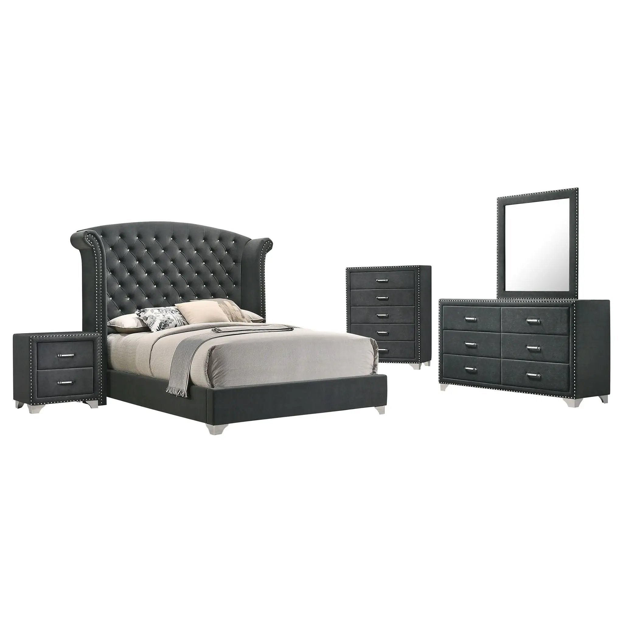 Melody 5-piece Queen Bedroom Set Grey by Unique Piece Furniture