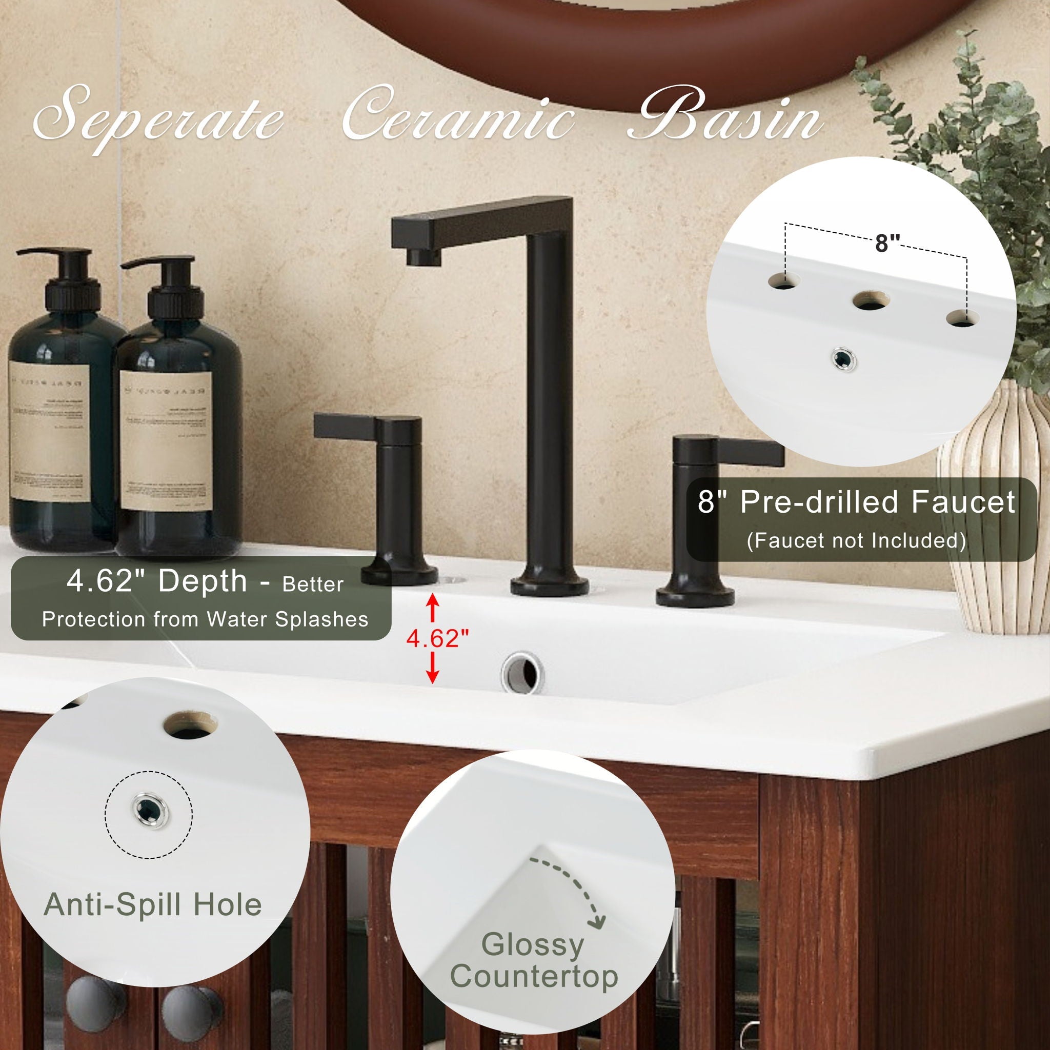 30" Vintage Bathroom Vanity With Ceramic Sink by HouseOfZazla