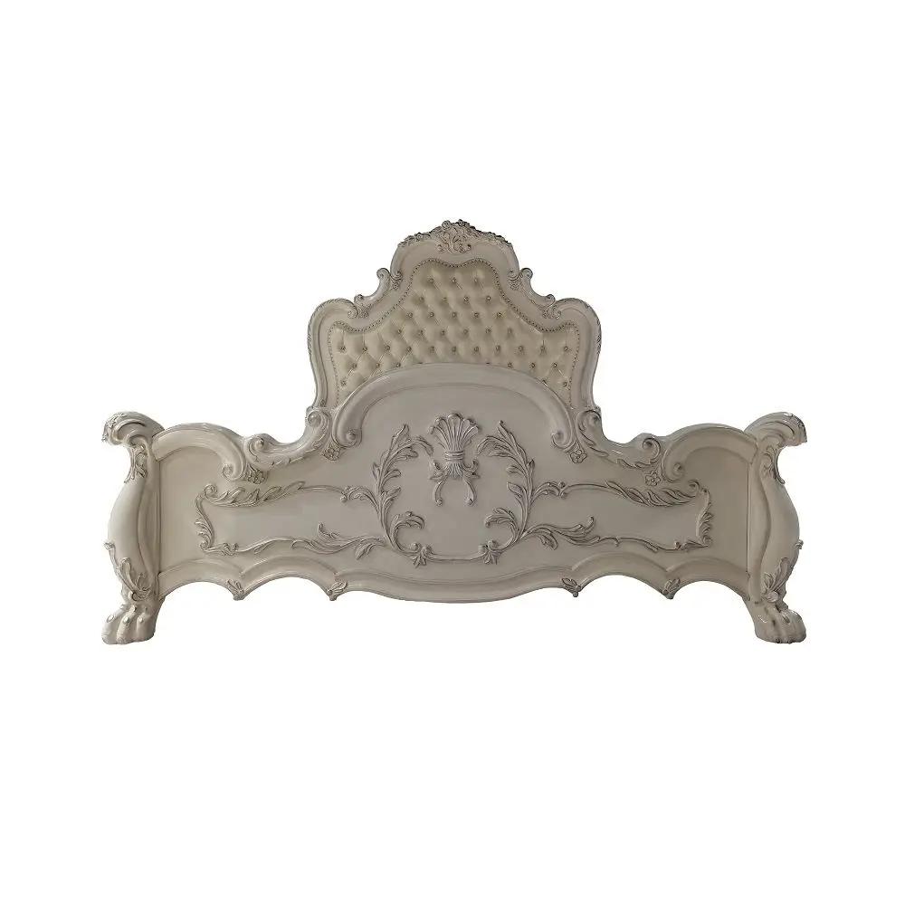 Dresden - Queen Bed - Synthetic Leather & Bone White by Unique Piece Furniture